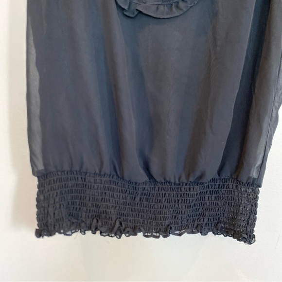 Wet Seal Sheer Top Sleeveless Ruffle Button Juniors Medium Black Y2K - Picture 3 of 4